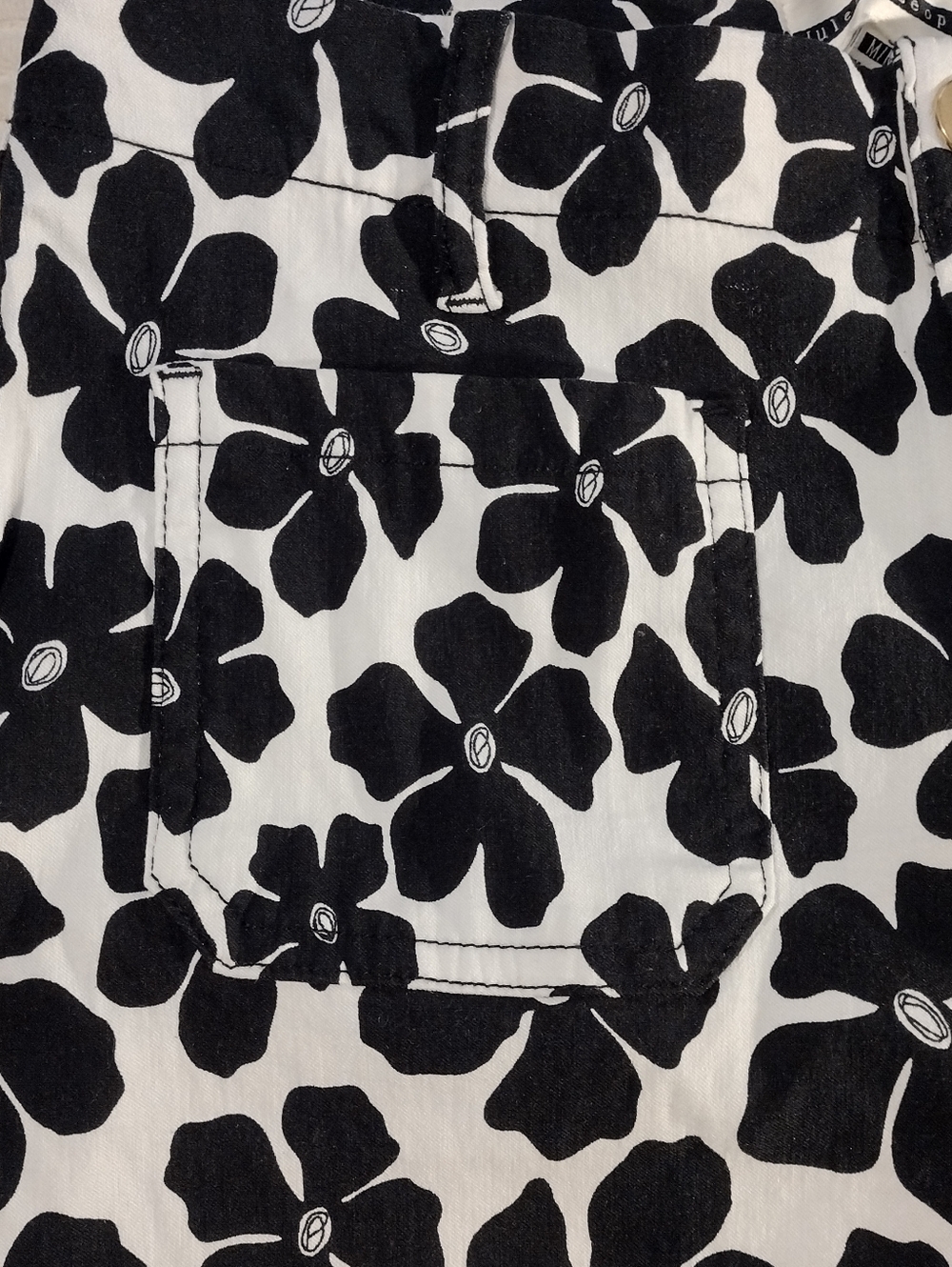 Jules & Leopold Black/White Floral Wide Leg Crop Pants, M - Picture 7 of 8